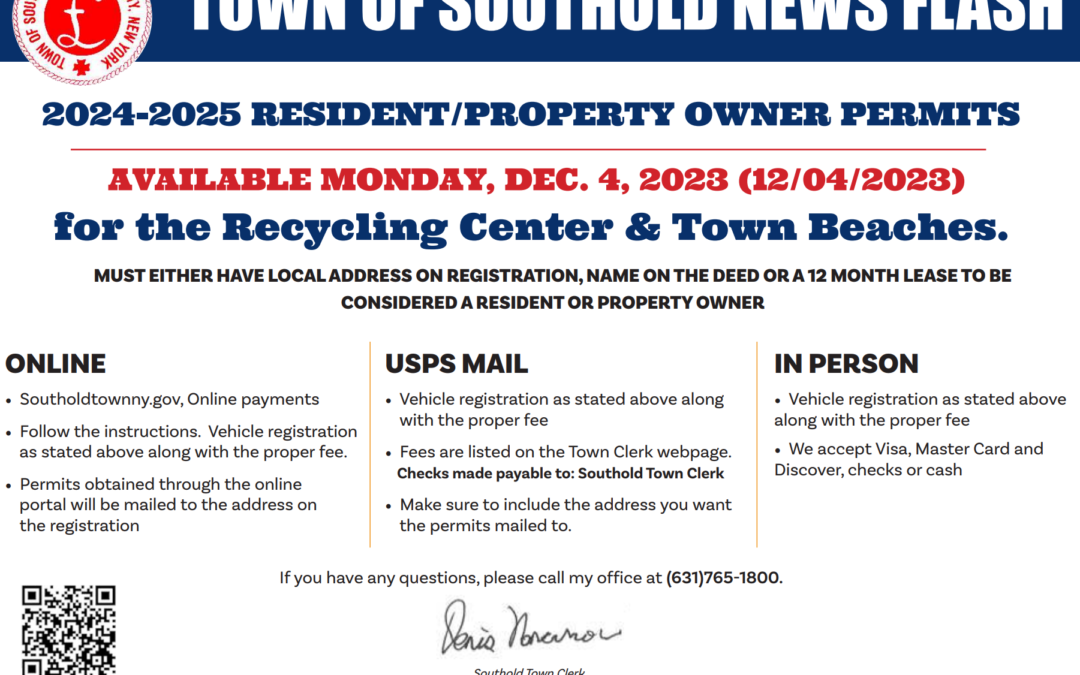 2024-2025 Resident/Property Owner Permits – Recycling & Town Beaches